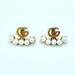 Chic Gold and White Pearl Earrings